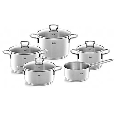 Fissler Las Vegas/Stainless Steel 5-Piece Cookware Set with Glass Lids, Induction (3 Saucepans, 1 Stewing Pot, 1 Lidless Saucepan) – Induction on Sale